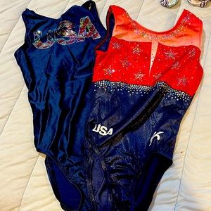 2 gymnastics Leos - patriotic adult small